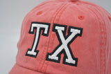 Texas (TX) State Text Embroidered Hat