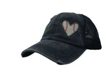 baseball heart embroidery on navy hat